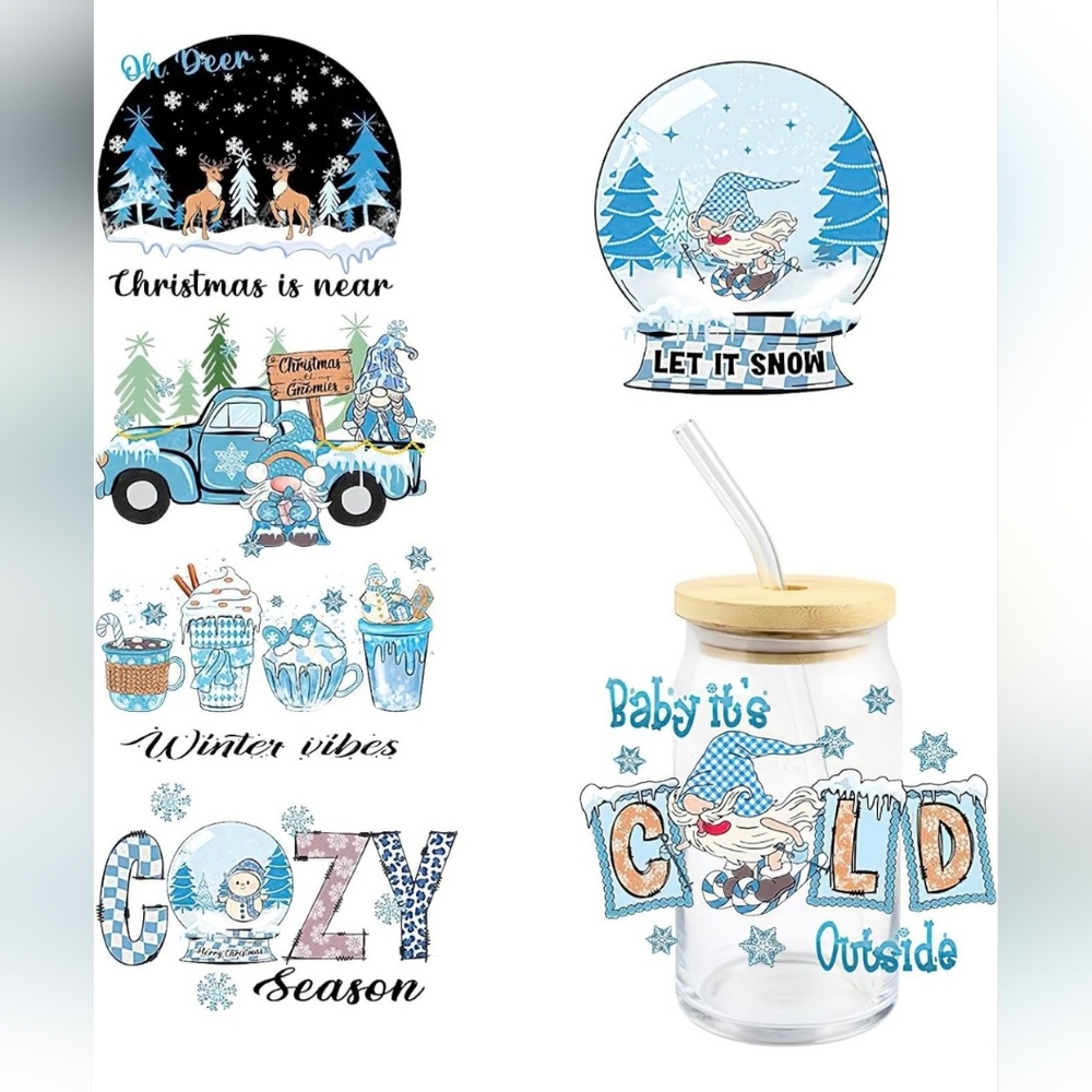 Winter Vibes Cozy Season Wrap Transfer Stickers